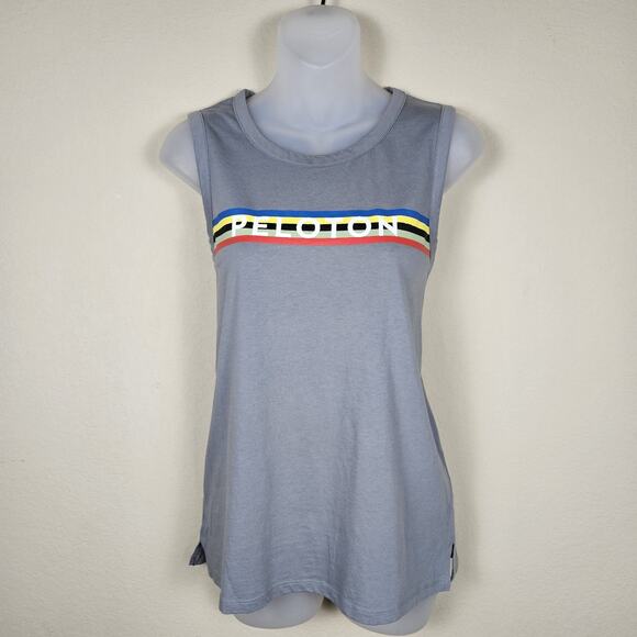 Peloton Womens US Studio Side Slit Tank Top Gray Athletic Cycling Active Size M - Picture 1 of 14